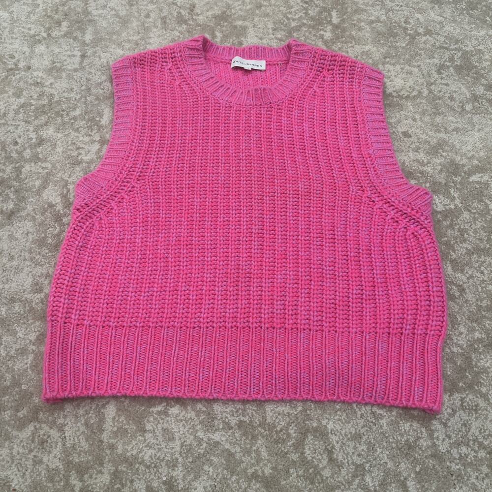 White + Warren Hot Pink Purple Marled Cashmere Sleeveless Sweater Size S